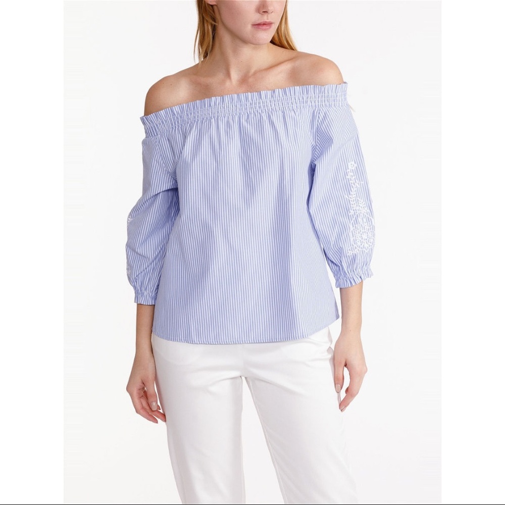 Women Zolla open shoulder embroidered ballon